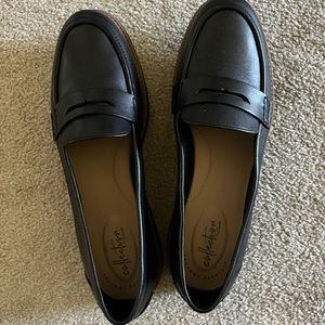 Clarks Raisie Jump Black Leather Women’s 10 Loafers